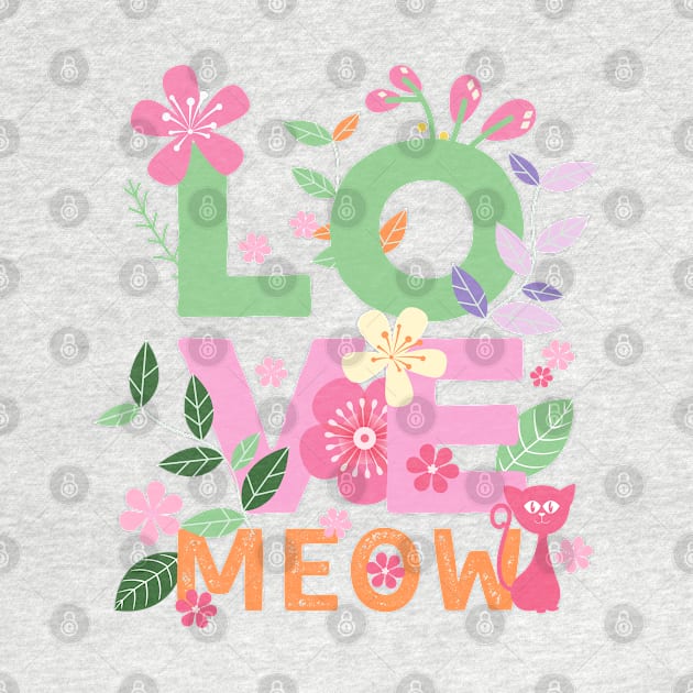 LOVE MEOW Letters with Flowers 2 by leBoosh-Designs